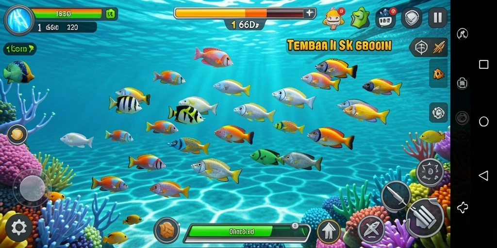 Tangkapan layar gameplay menarik dari 66D, menampilkan aksi tembak ikan.