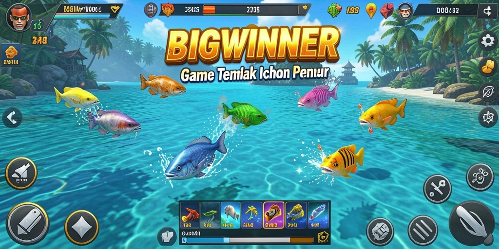 Tampilan gameplay <strong>BIGWINNER</strong> saat menembak ikan mengasyikkan dan penuh warna.