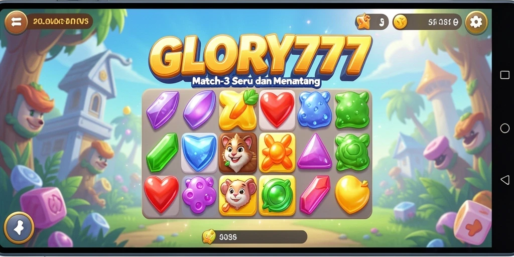 Tangkapan layar gameplay seru dalam permainan Match-3 GLORY777.