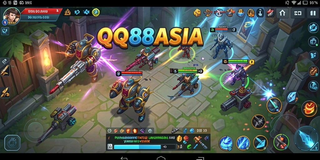 Screenshot utama QQ88ASIA menampilkan aksi pertempuran SLG yang intens.