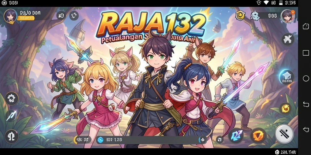 Tampilan gameplay penuh aksi dari RAJA132 dengan karakter anime.
