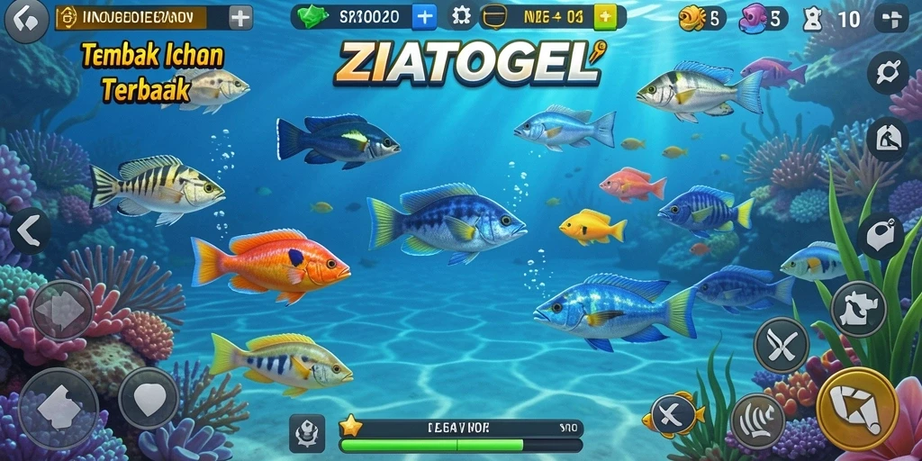 Screenshot ZIATOGEL menampilkan gameplay Tembak Ikan yang seru.
